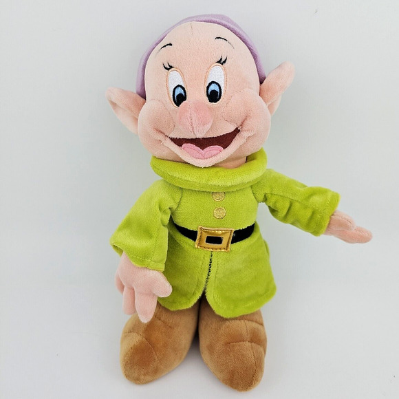 Disney Store Snow White and the Seven Dwarfs 11 in Dopey Plush Doll Green Coat - Picture 1 of 13